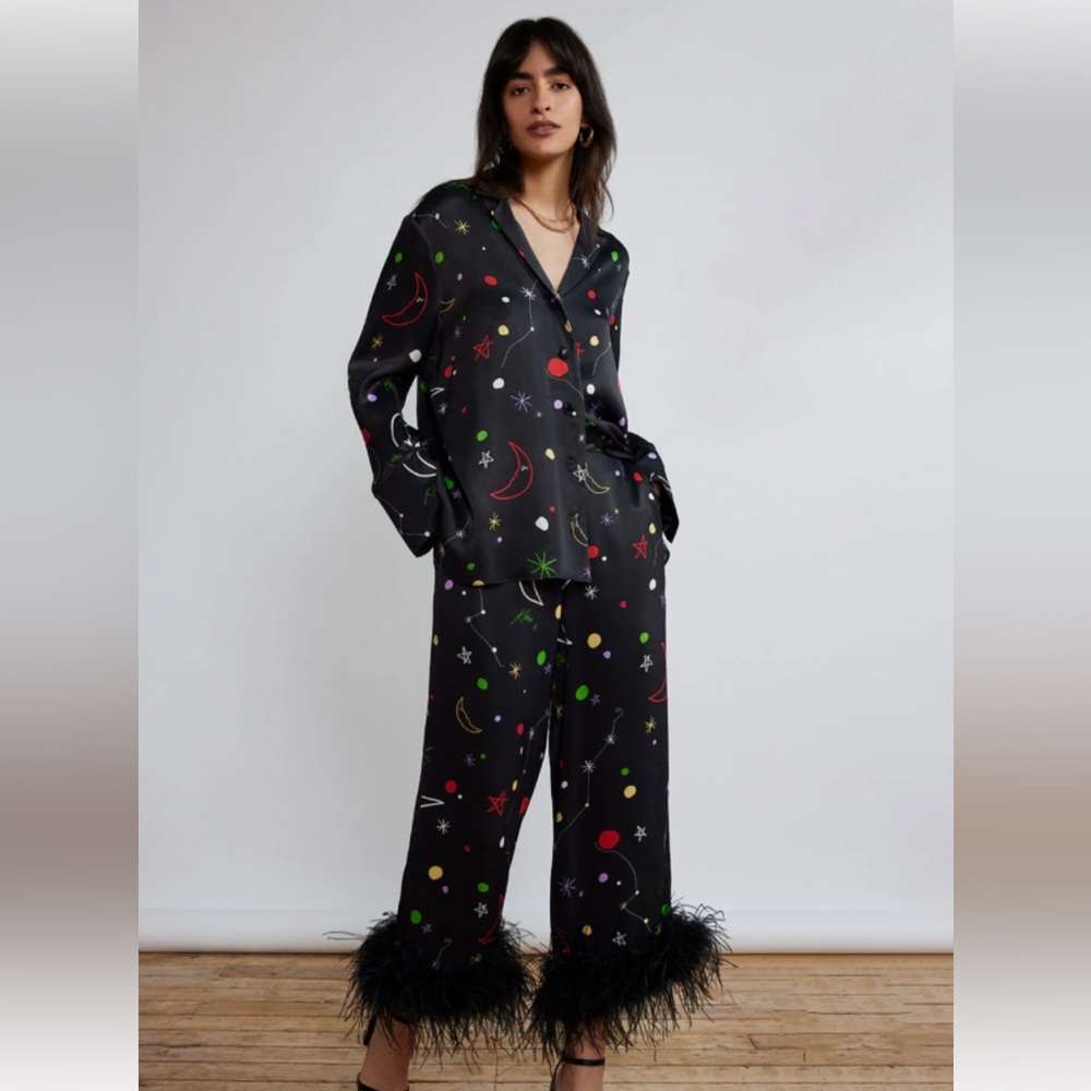 Kitri Studios Moon and Stars Print Apollo Feather Pants and Top Size 4 UK 8